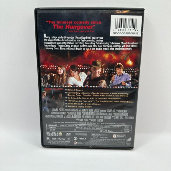 Zombieland DVD 2009 Woody Harrelson Emma Stone Sony Pictures Comedy Horror R - Picture 3 of 8